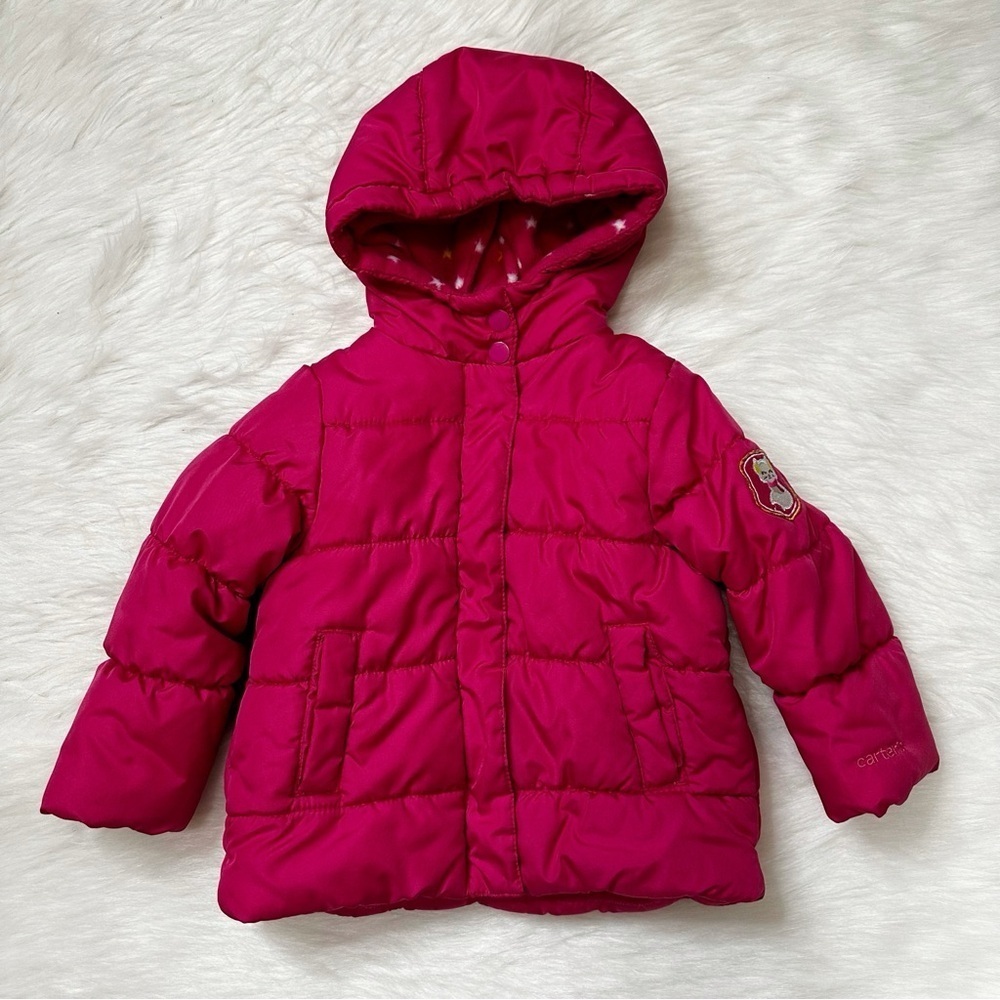 Carter's Girls Toddler Size 2T Pink Hoodie Snow Winter Puffer Outerwear Jacket